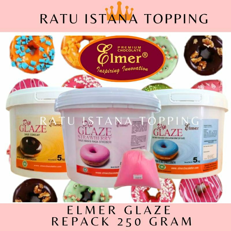 Jual ELMER DIP GLAZE 250GR TOPPING DONAT TOPING PISANG COKLAT NUGGET