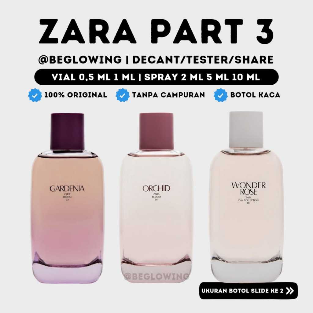 Jual Decant Zara Part 3 Gardenia Orchid Red Vanilla Black Amber Pink