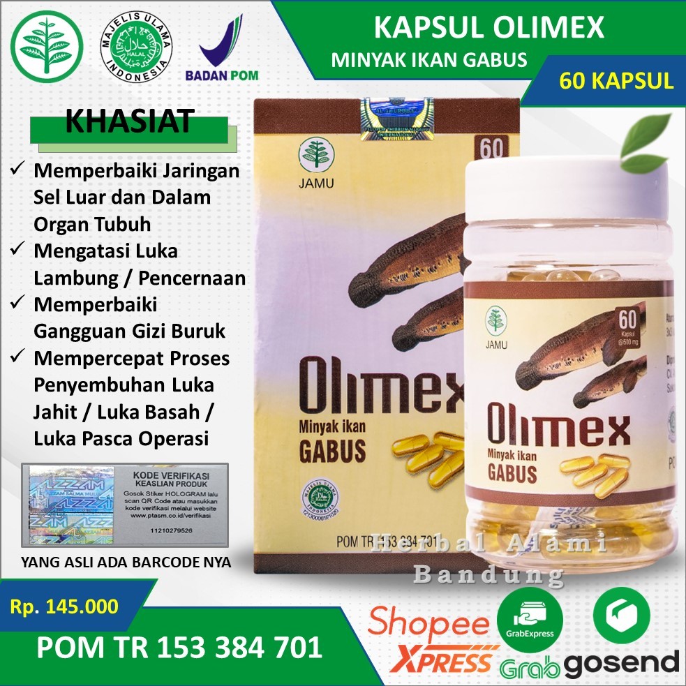 Jual Kapsul Olimex Original Minyak Ikan Gabus Albumin Kutuk Obat Luka