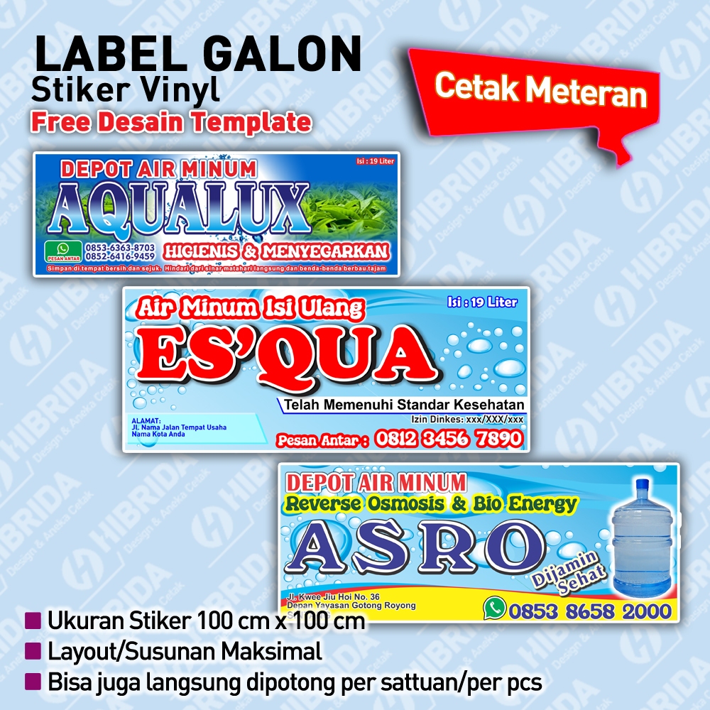 Jual Stiker Label Galon Bahan Vinyl Cetak Meteran Shopee Indonesia