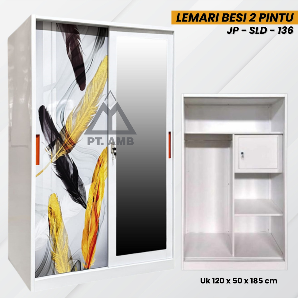 Jual JP SLD 136 LEMARI SLIDING 2 PINTU LEMARI PAKAIAN 2 PINTU BESI