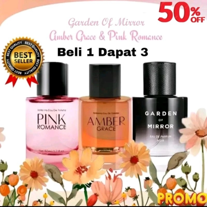 Jual BELI 1 GRATIS 3 PARFUM MINISO AMBER GRACE PINK ROMANCE GARDEN OF