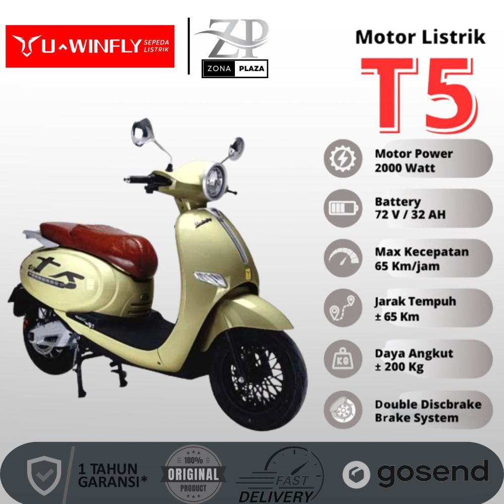 Jual Motor Listrik Uwinfly T5 Vespa 2000W 72V 20Ah Murah Bandung