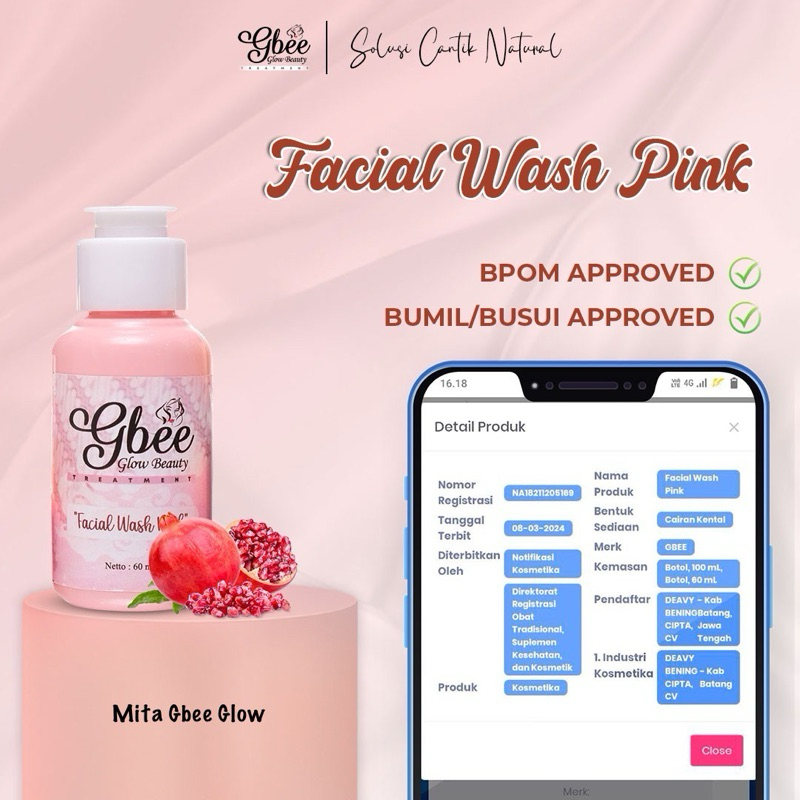 Jual Facial Wash Pink Gbee Glow Beauty Sabun Cuci Muka Sabun