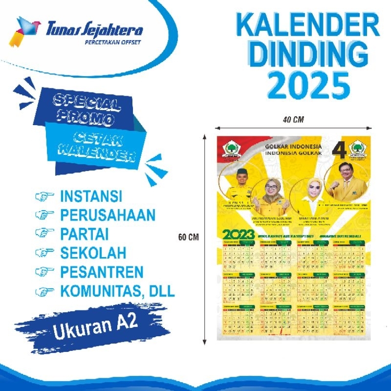 Jual Cetak Kalender 2025 Ukuran 40x60 Jumbo 7 Lembar Shopee Indonesia