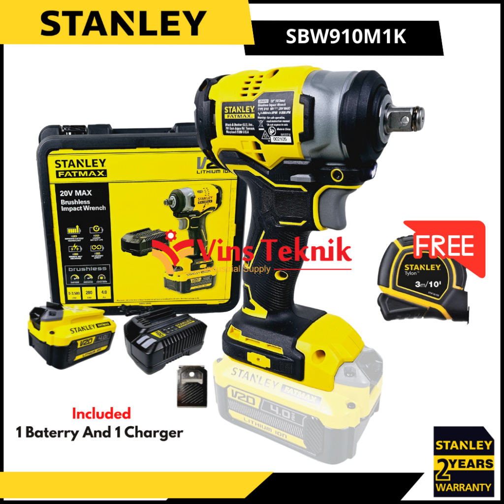 Jual Brushless Impact Wrench STANLEY SBW910M1K Mesin Pembuka Baut SBW