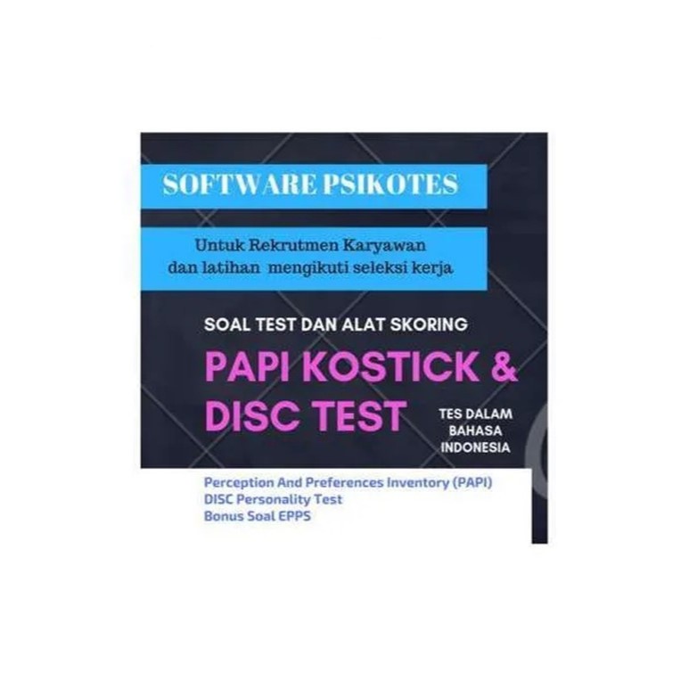 Jual Psikotes Kepribadian PAPI KOSTICK DISC Dan Alat Skoringnya