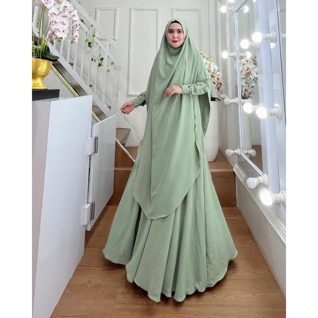 Jual GAMIS SYARI TERBARU SET HIJAB GAMIS MAMAZA BAHAN CRINGKLE AIRFLOW