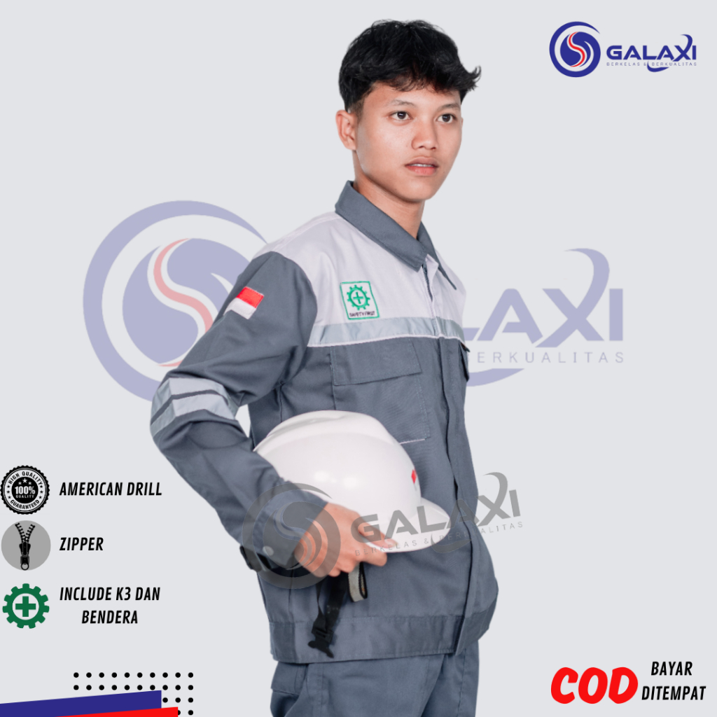 Jual Wearpack Atasan Kemeja Baju Kerja Lapangan Warna Abu Kombinasi