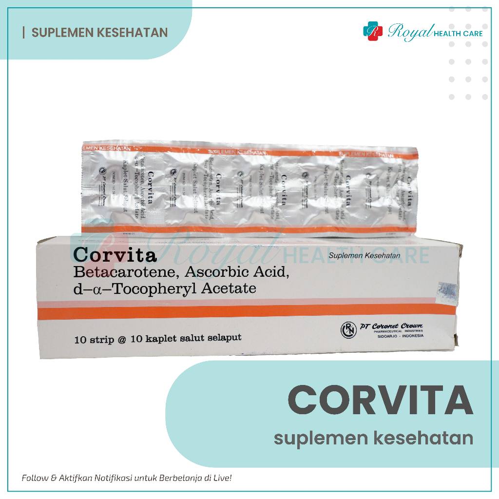 Jual CORVITA BOX ISI 100 KAPLET Memenuhi Kebutuhan Vitamin A B Dan C