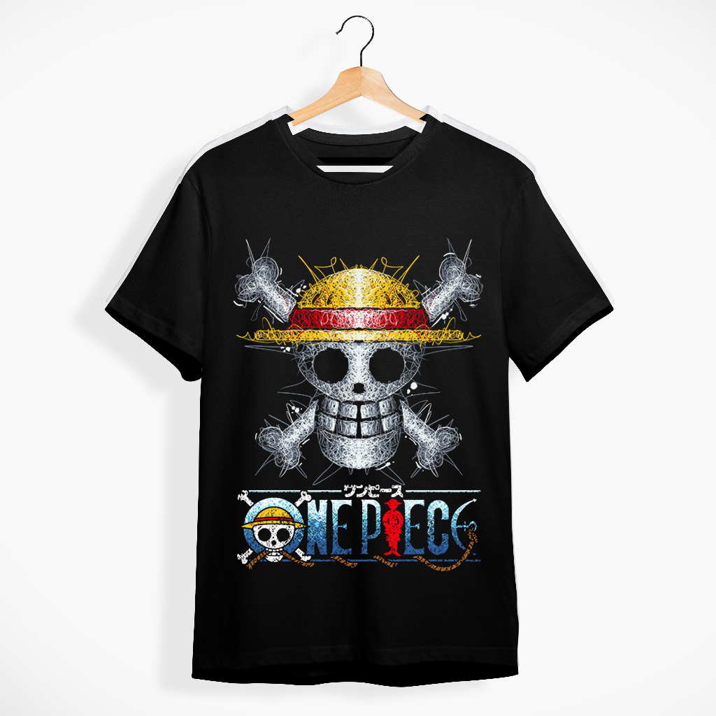 Jual Kaos Baju Anime One Piece LUFFY LOGO JOLLY ROGER Kaos Anime Kaos