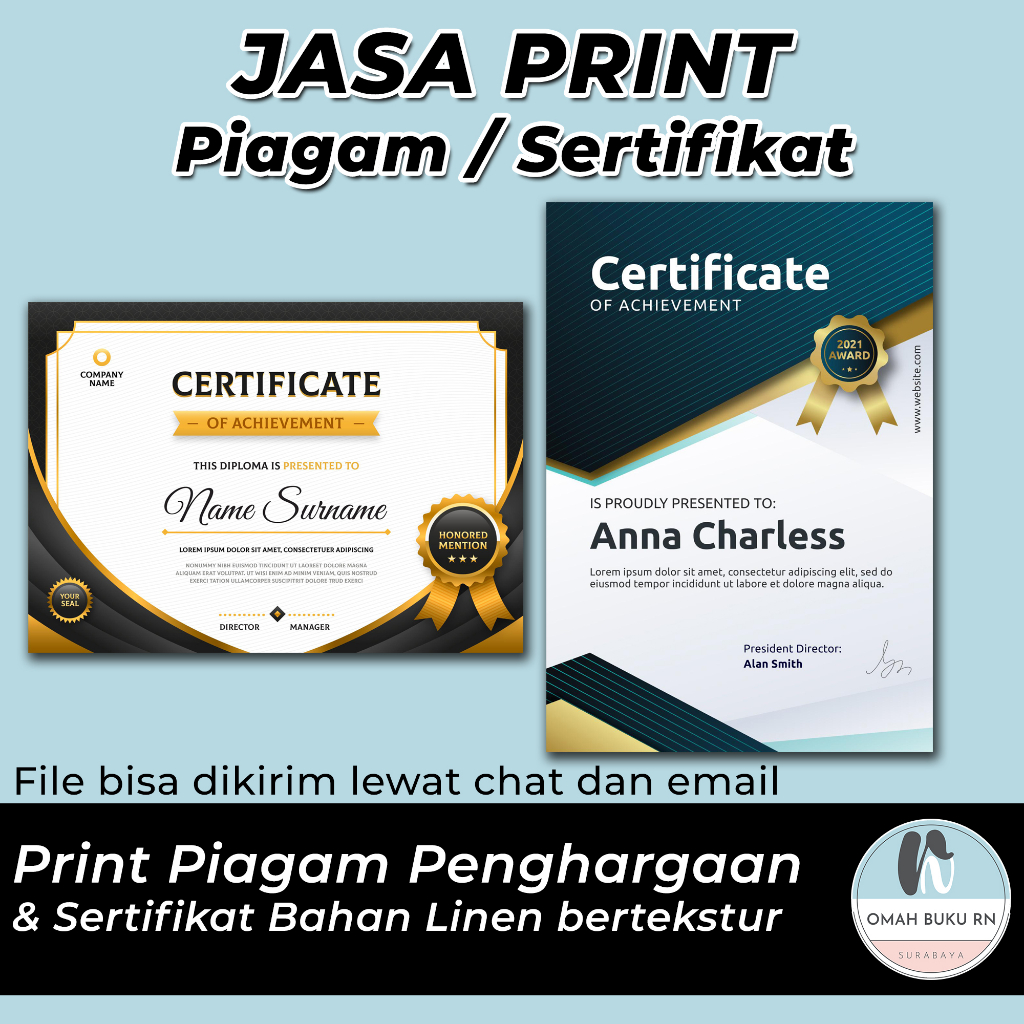 Jual Cetak Piagam Penghargaan A F Bahan Linen Shopee Indonesia