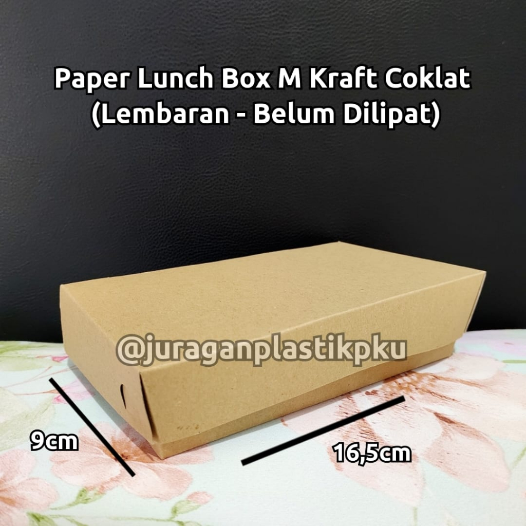 Jual 100 PCS Paper Lunch Box Kraft Coklat M Lembaran Selip Kotak