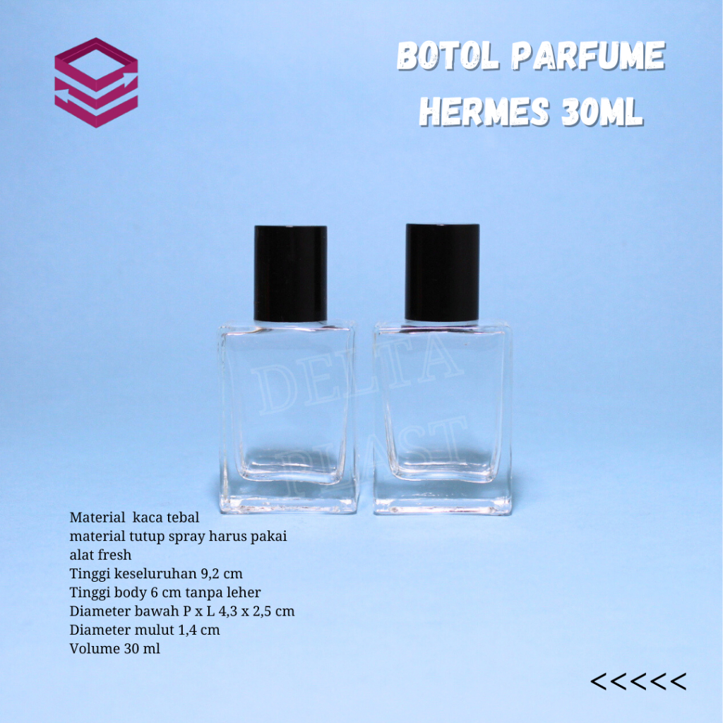 Jual Botol Kosong Parfum Hermes 30ml Tutup Hitam Botol Kaca Parfum