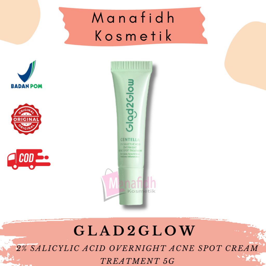 Jual Glad2Glow Acne Spot Cream 2 Salicylic Acid Overnight Treatment 5g