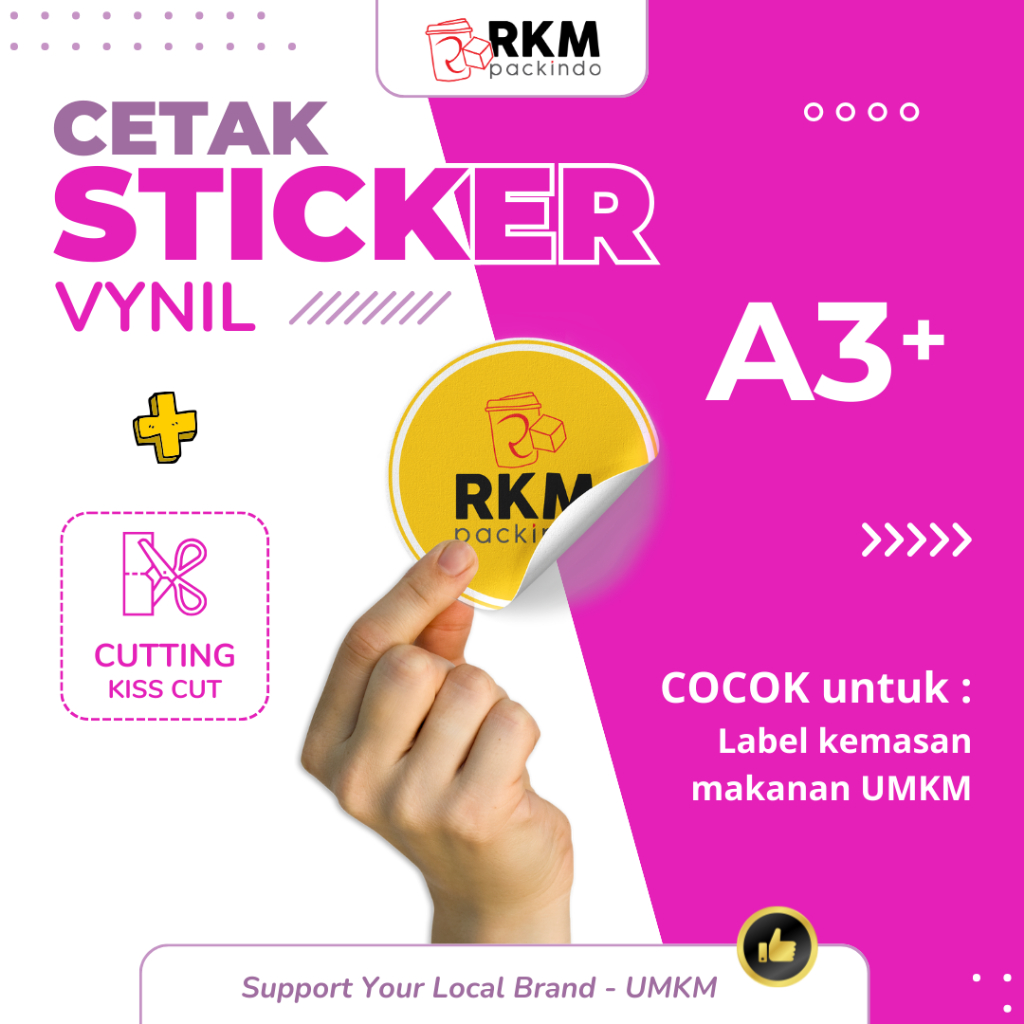 Jual Cetak Stiker Label Vynil A3 CUT Cetak Label Kemasan Makanan