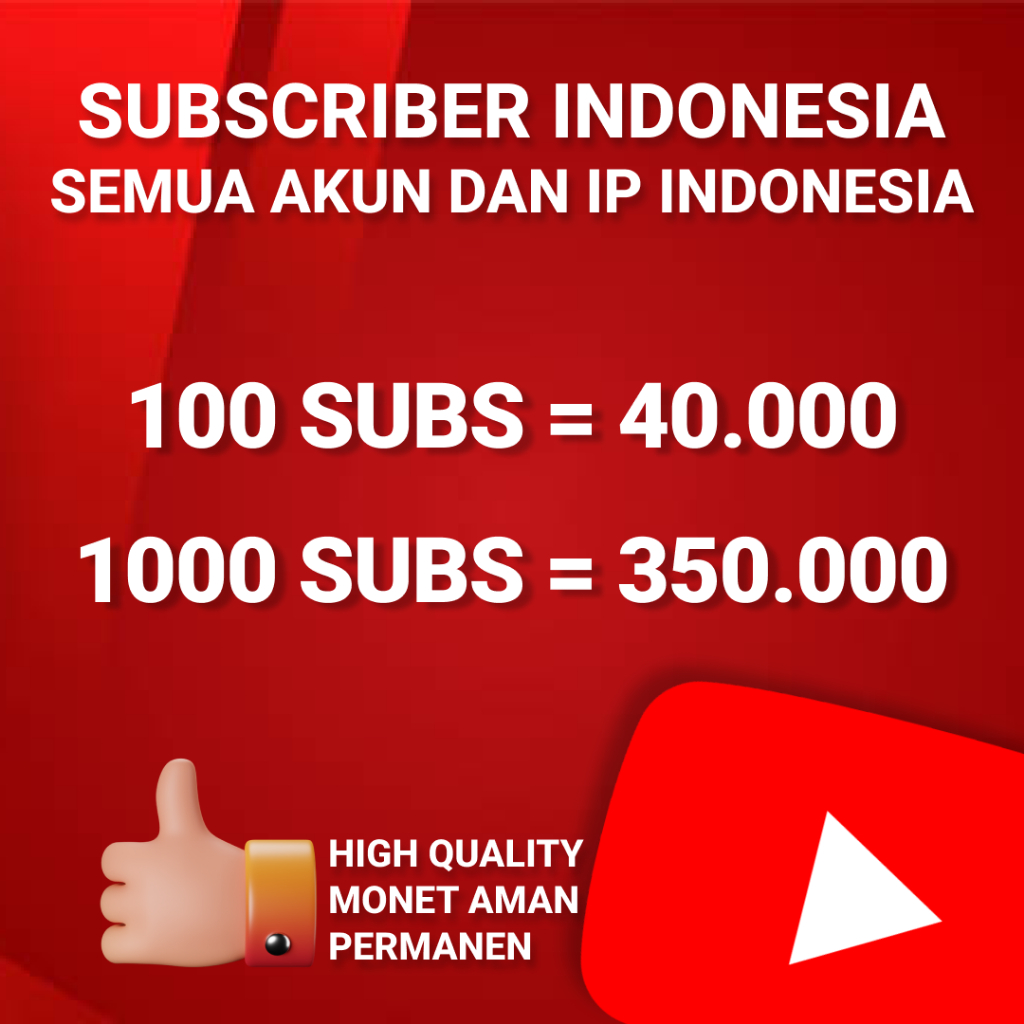 Jual Subscriber Youtube INDONESIA Permanen Lolos Monetisasi Shopee