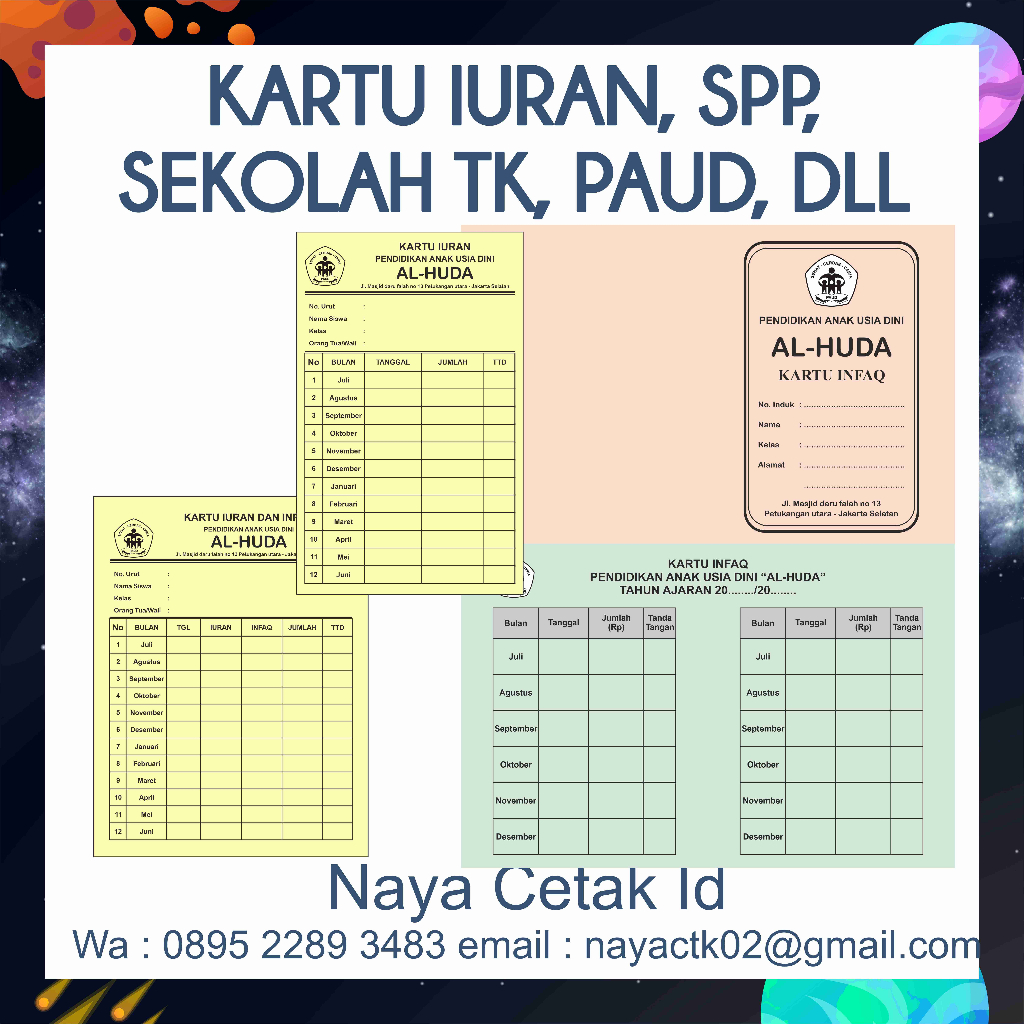 Jual Kartu Iuran Kartu Paud Kartu Spp Kartu Sekolah Infaq Dll