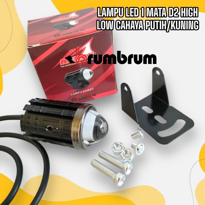 Jual Lampu Sorot Led Cree Mata Cahaya Putih Kuning High Low Beam