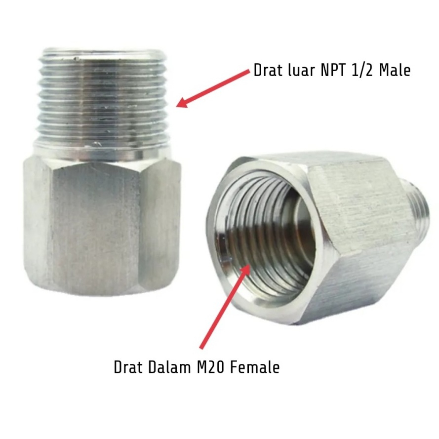 Jual Adapter Drat Dalam M20 Female X Drat Luar NPT 1 2 BSPP Shopee