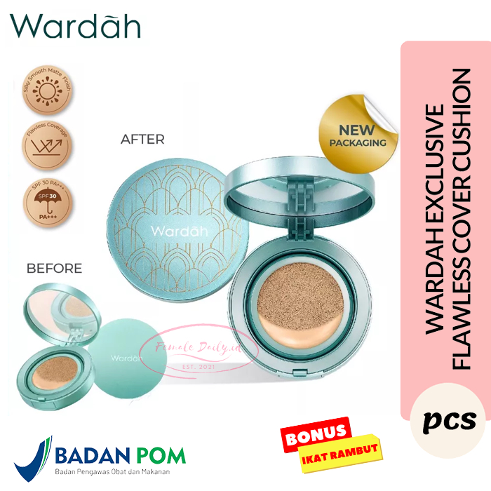 Jual Wardah Exclusive Flawless Cover Cushion Alas Bedak Dengan Hasil