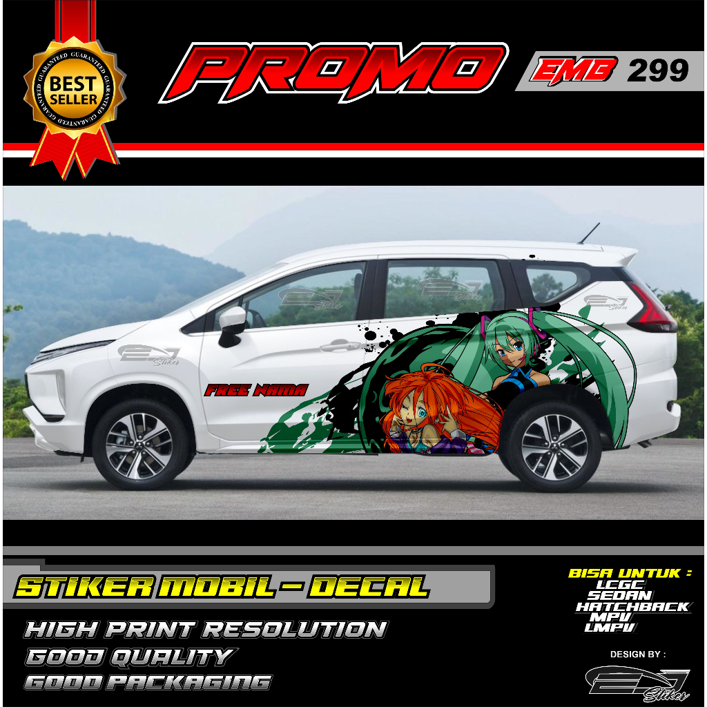 Jual Desain Decal Sisi Samping Mobil Ertiga Jazz Brio Terios Stiker