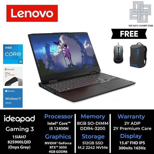 Jual Lenovo IdeaPaD Gaming 3 15IAH7 LQID I5 12450h RTX3050 4GB 15 6