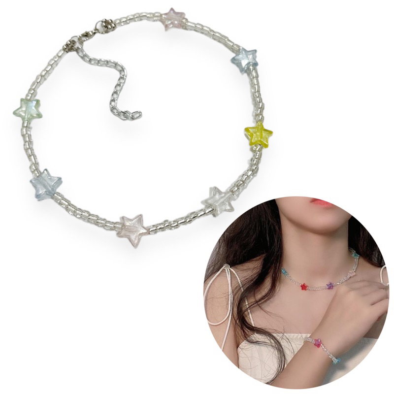 Jual Stella Star Beads Choker Necklace Kalung Manik Dengan Hiasan