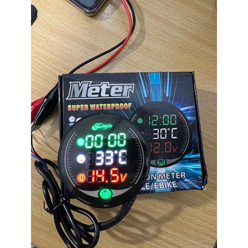 Jual Volt Meter Digital Led Bulat In Pengukur Suhu Jam Dan Aki Plus