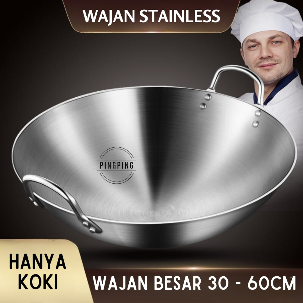 Jual Wajan Penggorengan Tebal Full Stainless Steel SUS 304 Wajan