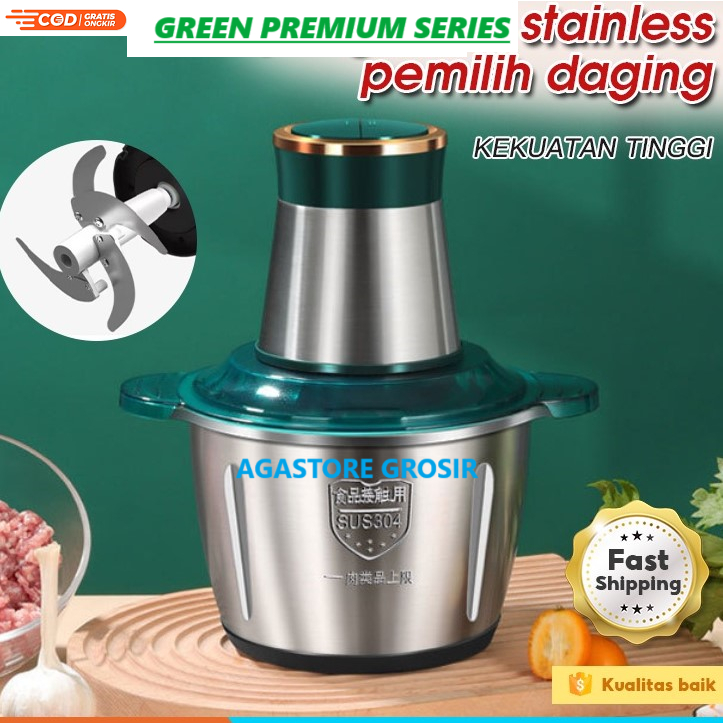 Jual Chopper Stainless L Green Premium Series Blender Daging