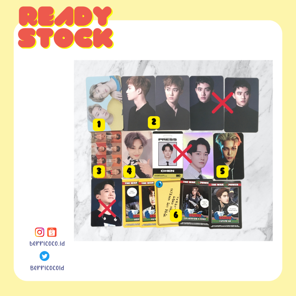 Jual Sale Ready Photocard Exo Official Xiumin Suho Lay Baekhyun