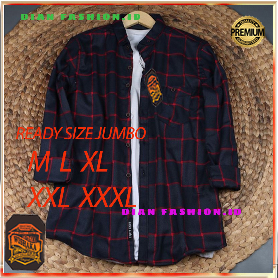 Jual Kemeja Flanel Jumbo Big Size XXL XXXL Pria Wanita Lengan Panjang