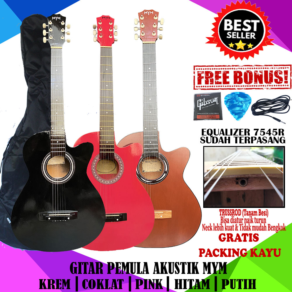 Jual Gitar Akustik Elektrik R Pemula Tanam Besi Merk Mympro