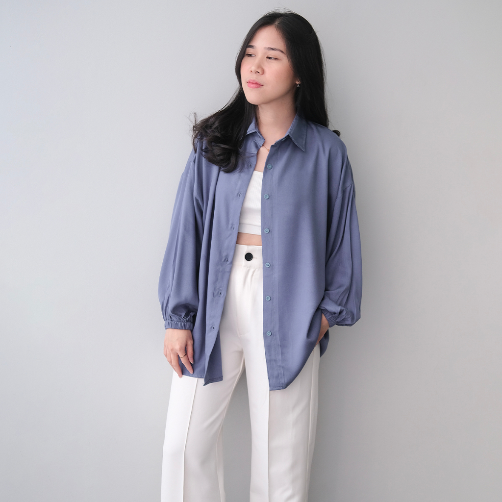 Jual Puffy Rayon Twill Shirt SHU STUDIO Atasan Kemeja Basic Wanita