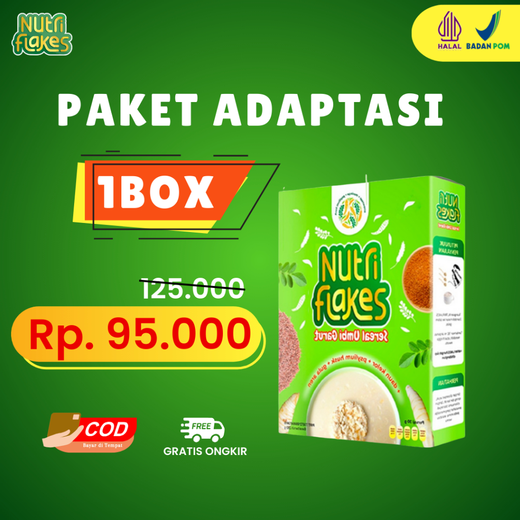 Jual Nutriflakes Sereal Umbi Garut Dengan Psyllium Husk Dan Daun Kelor