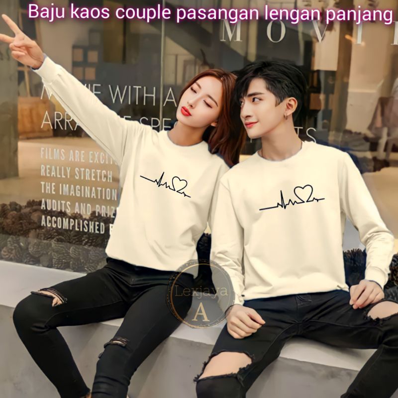 Jual Bisa COD Baju Atasan Lengan Panjang Couple Pasangan Baju Kaos