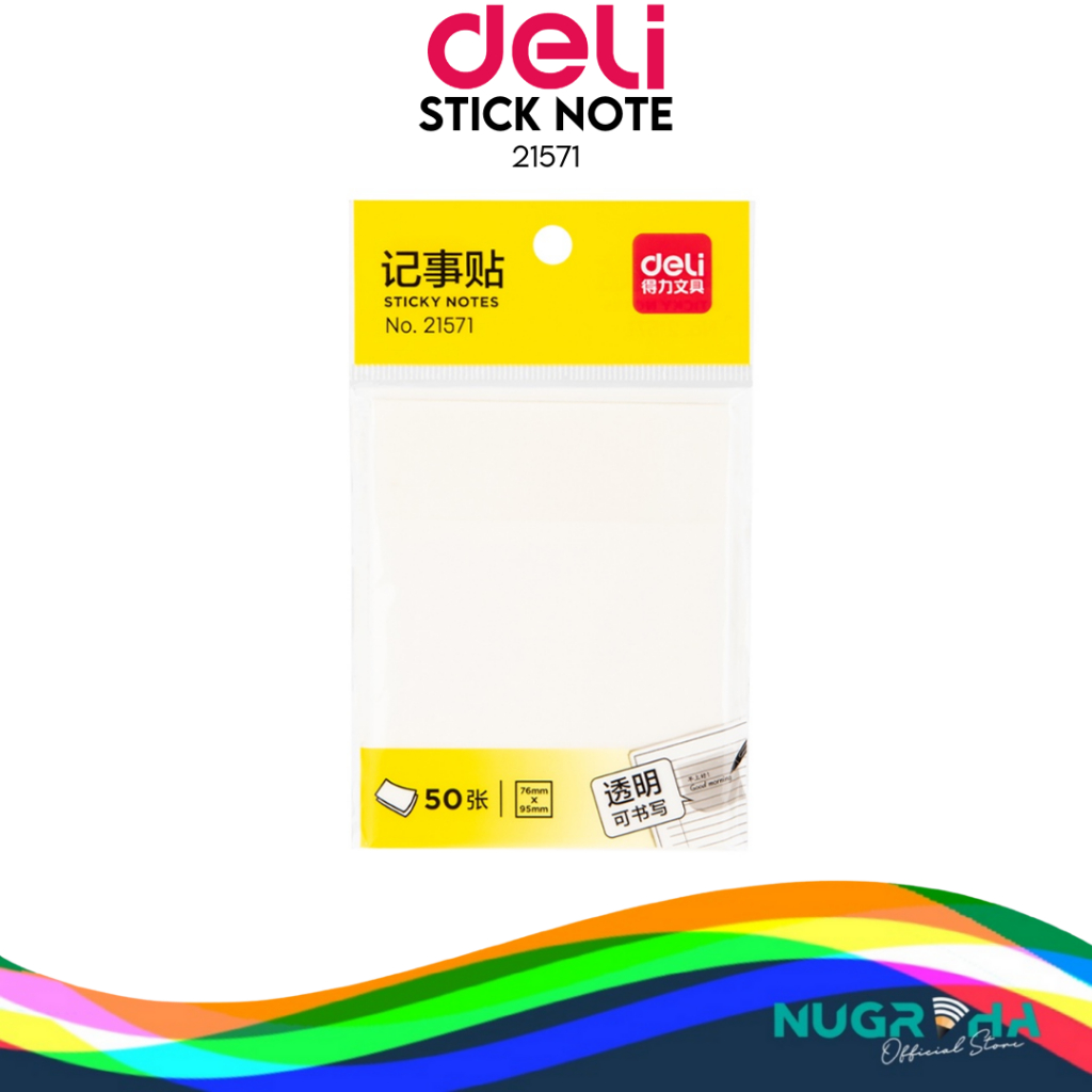 Jual Deli Semitransparent Sticky Notes Memo Tempel Semi Transparan