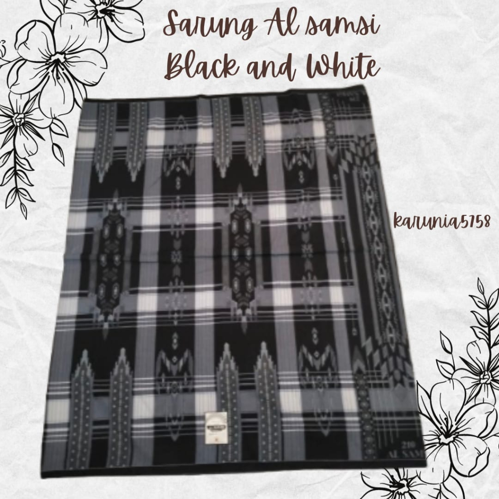 Jual Sarung AL SAMSI BLACK And WHITE HITAM PUTIH BISA SERAGAM