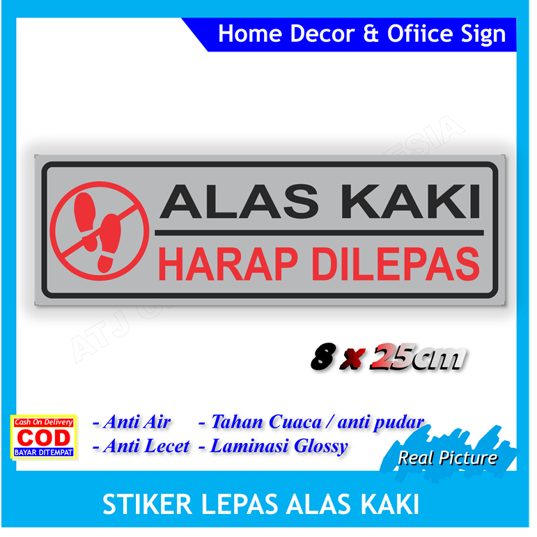 Jual Stiker Label Alas Kaki Harap Dilepas Sticker Kebersihan Lantai