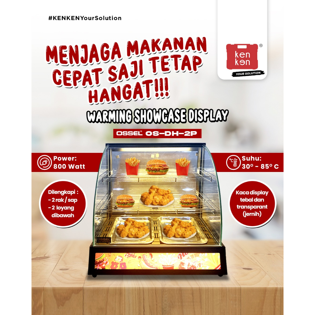 Jual Warming Showcase OSSEL Display Penghangat Makanan 2 Rak OS DH 2P