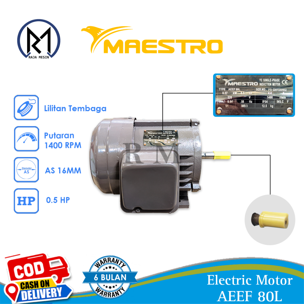 Jual Mesin Penggerak Dinamo Electric Motor Maestro 0 5 HP AEEF 80L