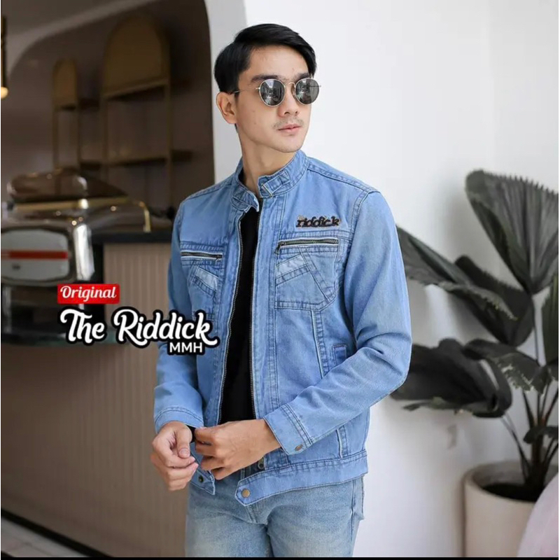 Jual Jaket Jeans Denim Pria Resleting Tebal Kerah Sianghai Cowok Jacket