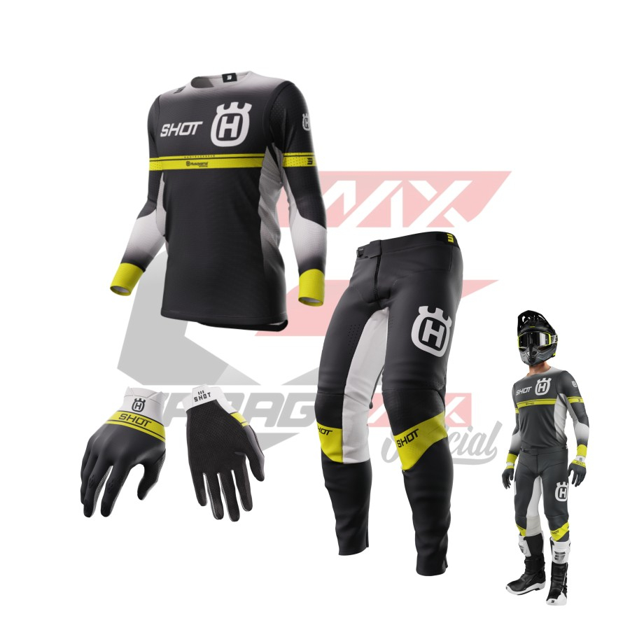 Jual Jersey Set Shot Race Gear Aerolite Husqvarna Limited Black