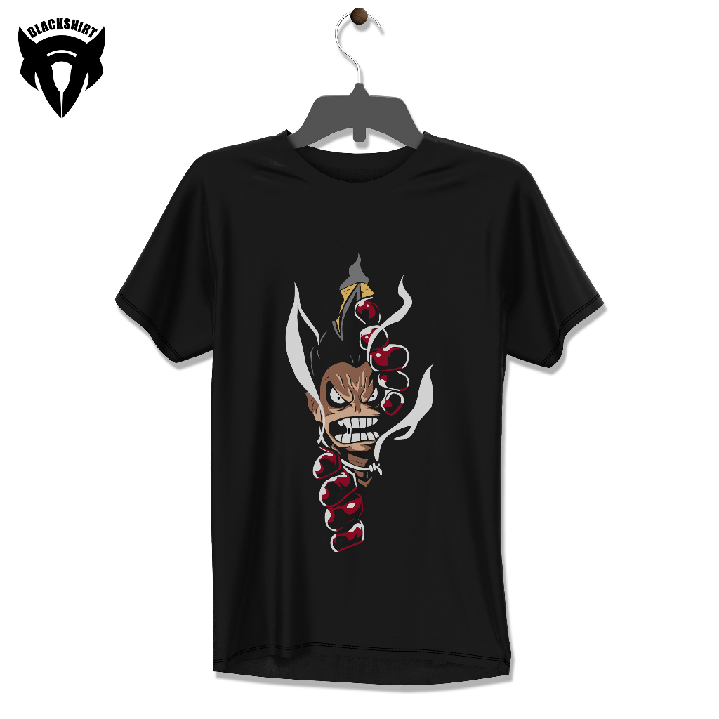 Jual Kaos Anime Luffy Gear Fourth One Piece Kaos Hitam Monkey D