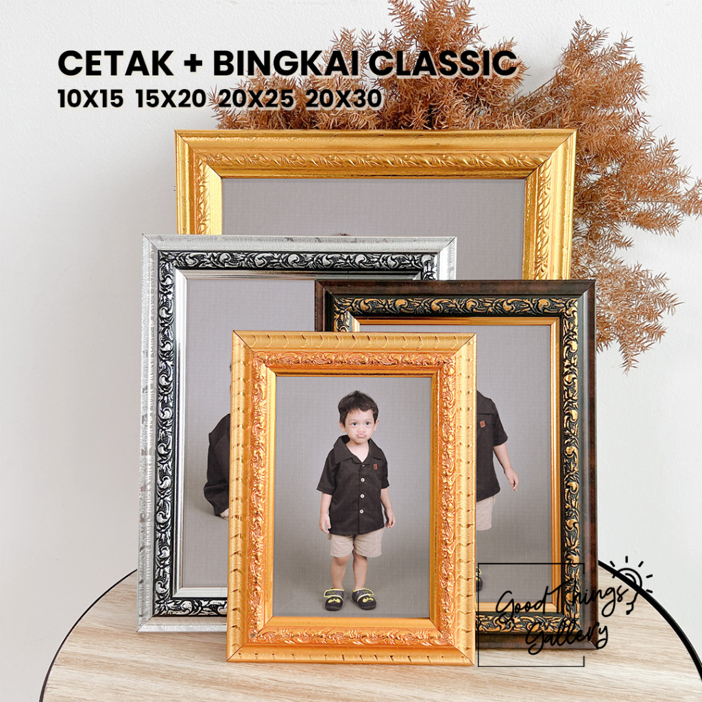 Jual PAKET FOTO Dan BINGKAI UKIR KECIL 10X15 15X20 20X25 20X30 Gold