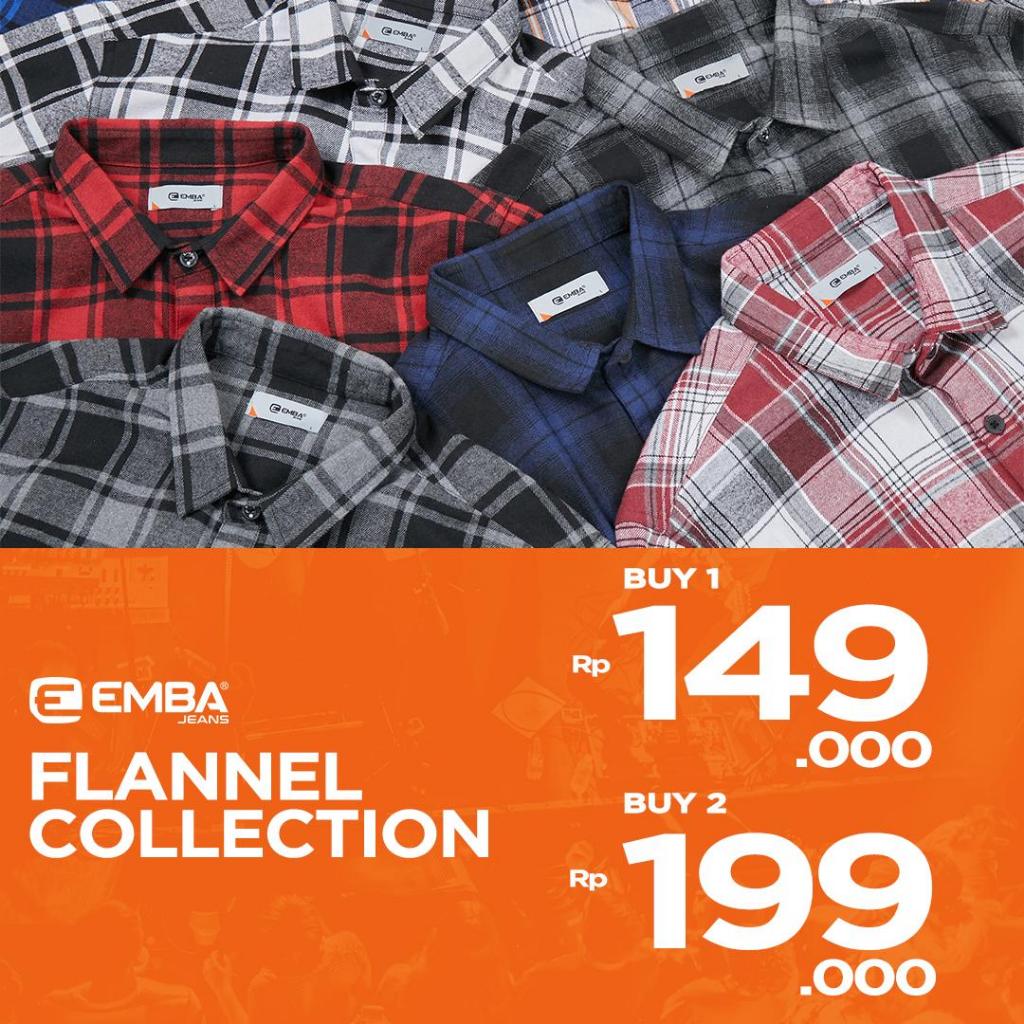 Jual Emba Jeans Kemeja Flanel Pria Kotak Kotak Regular Fit