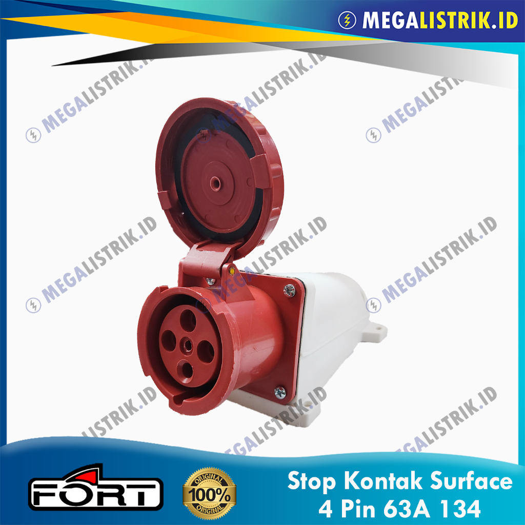 Jual FORT STOP KONTAK INDUSTRIAL SURFACE 4 PIN 63A WALL SOCKET GENSET