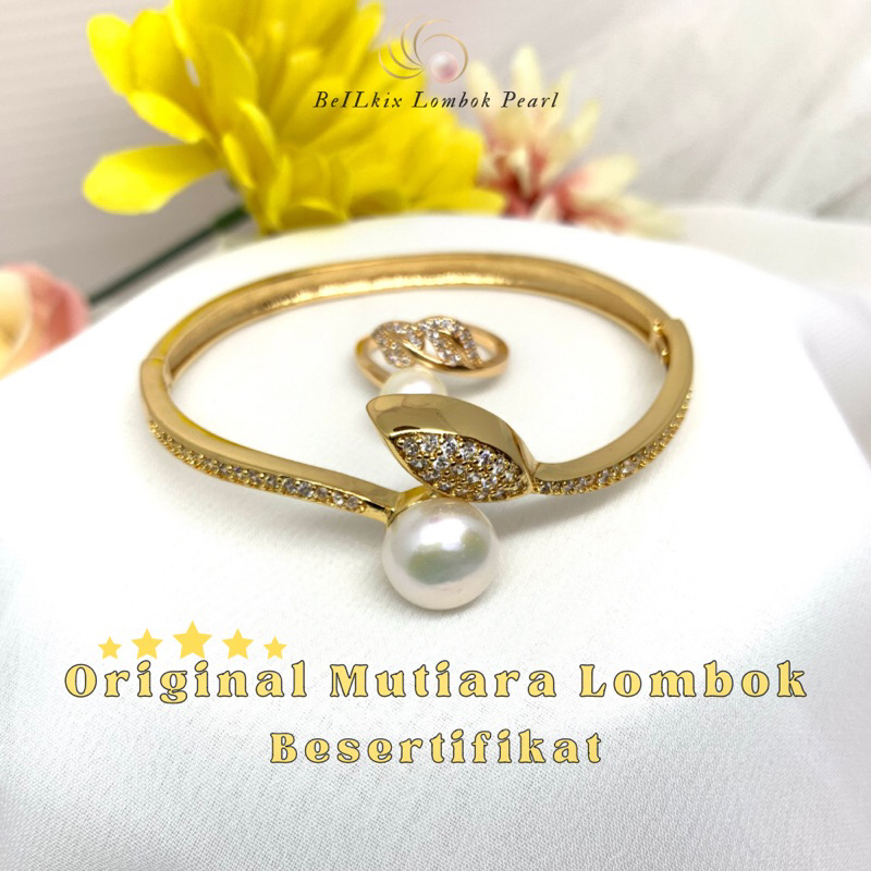 Jual Gelang Kaku Cincin Mutiara Air Tawar Lombok Asli Besertifikat