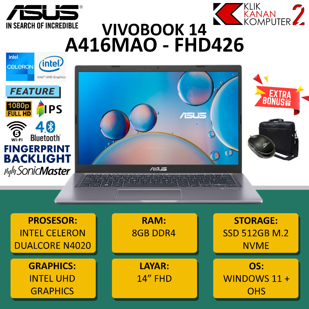 Jual Laptop Baru Asus Vivobook A Mao Fhd Intel Celeron N